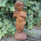 Outdoor Cast Iron Cherub with Harp.