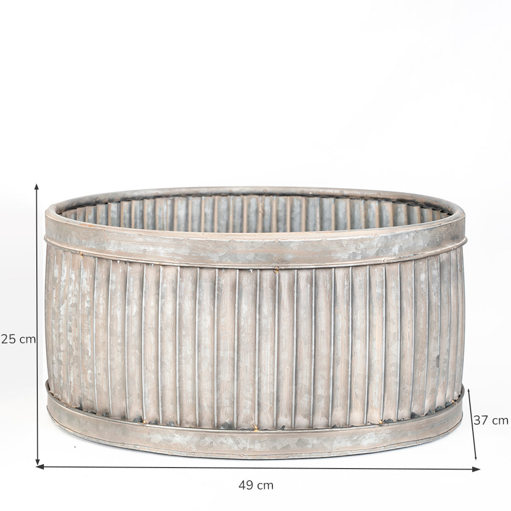 Galvanised Oval Garden Planter.