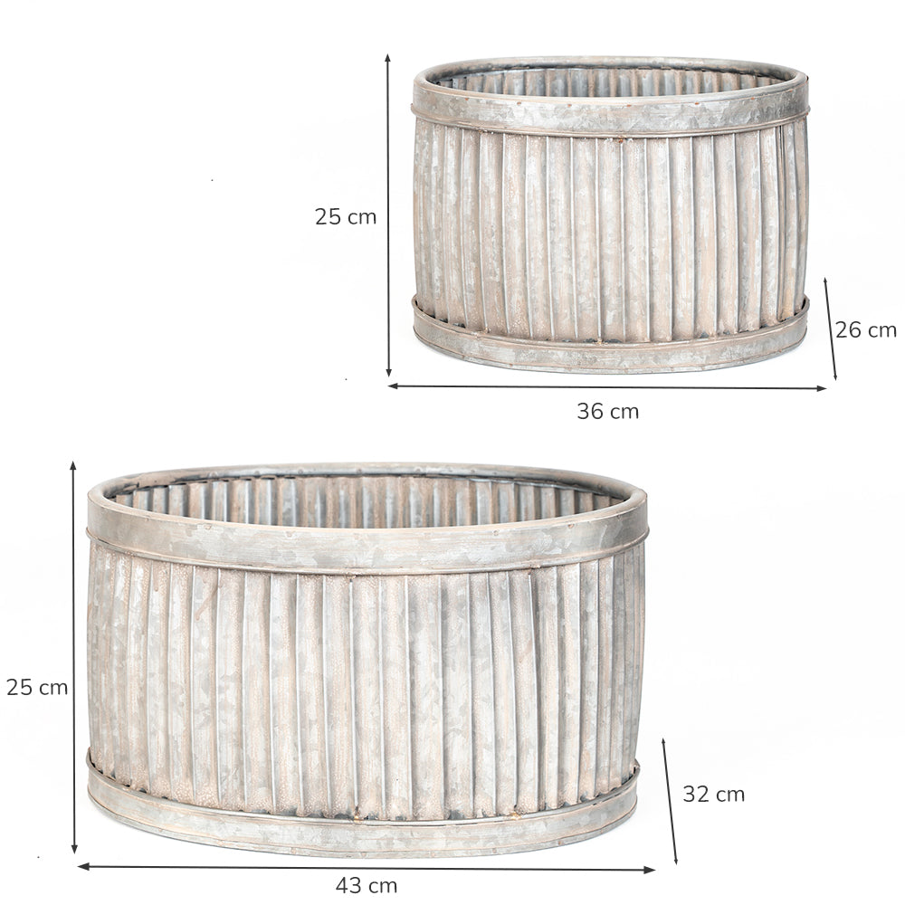 Galvanised Oval Garden Planter.