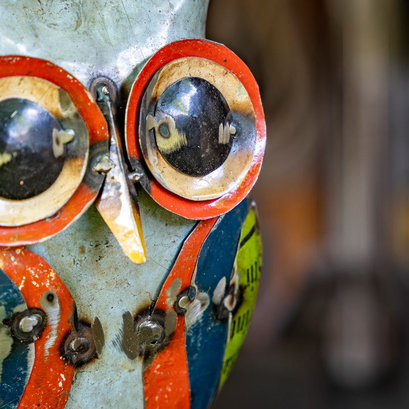 Handmade Tin Upcycled Small Owl Garden Ornament.