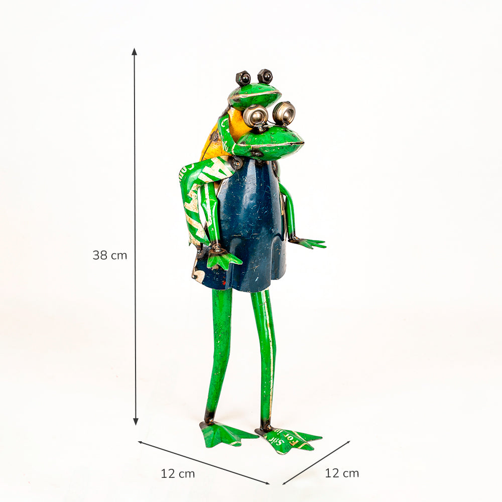 Recycled / Upcycled Tin Frog and Froglet Ornament.