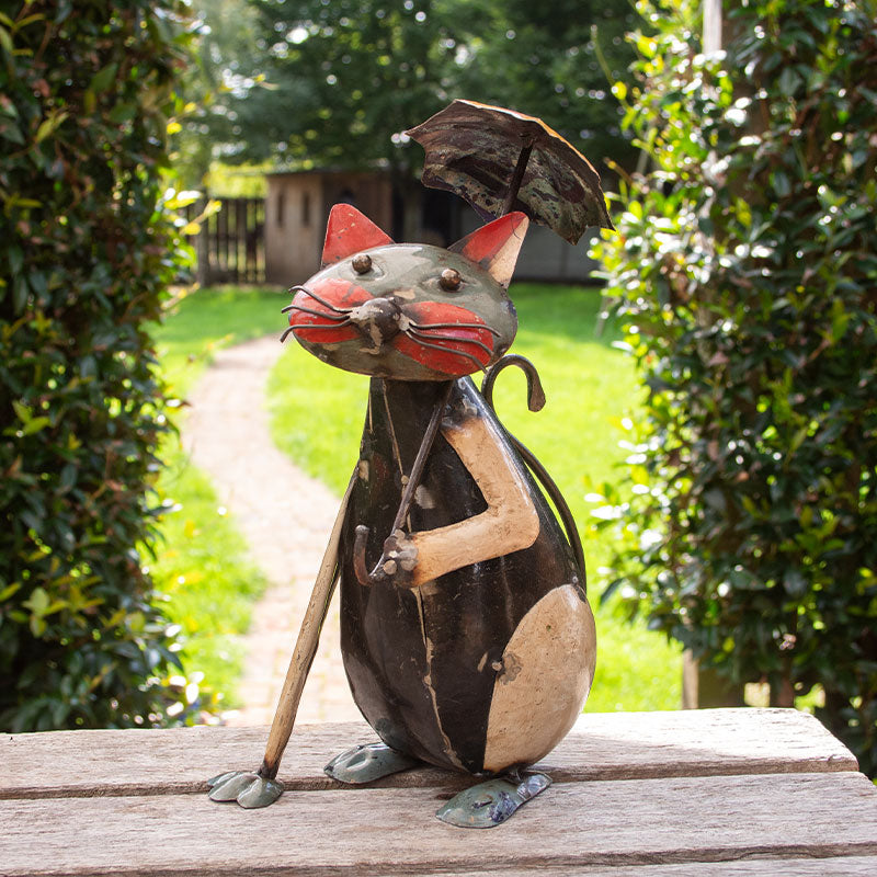 Pair of Upcycled Metal Cat Ornaments.