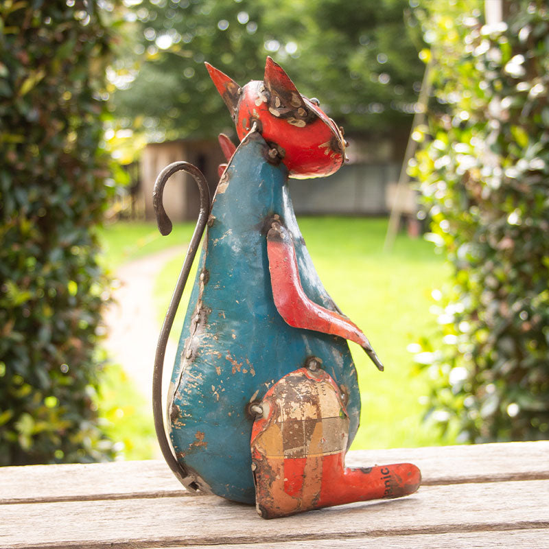 Pair of Upcycled Metal Cat Ornaments.