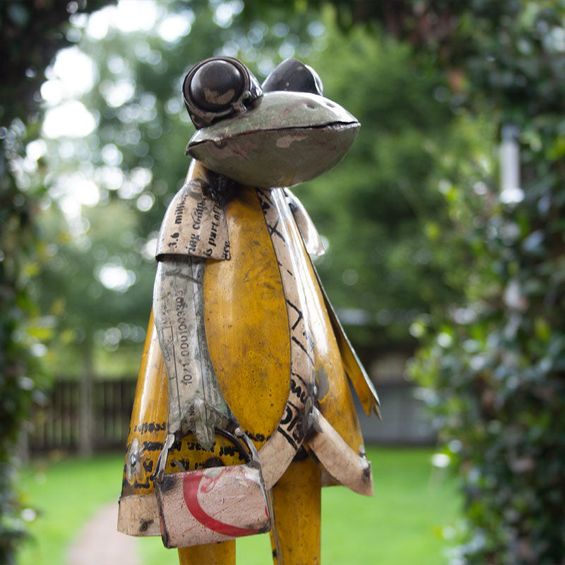 Mr and Mrs Frog Recycled Metal Ornaments.