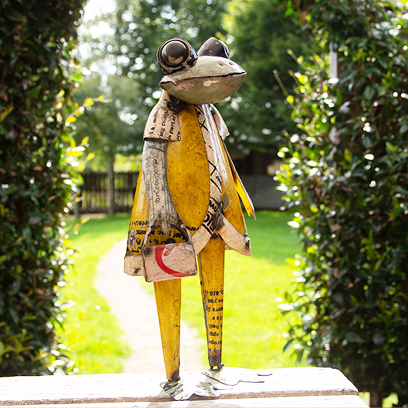 Mr and Mrs Frog Recycled Metal Ornaments.