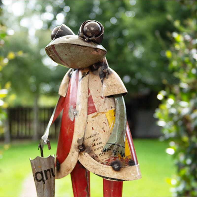 Mr and Mrs Frog Recycled Metal Ornaments.