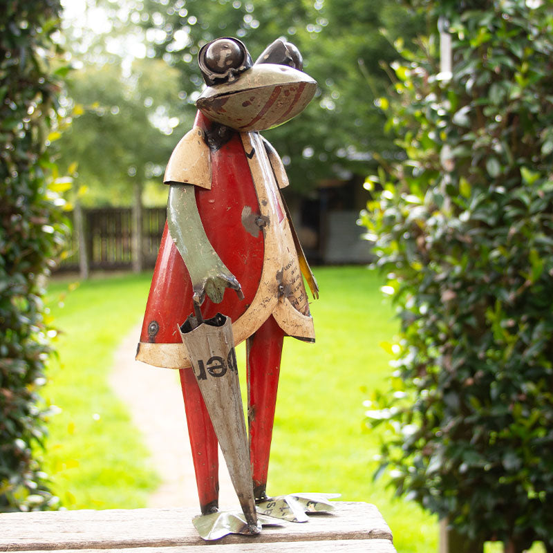 Mr and Mrs Frog Recycled Metal Ornaments.