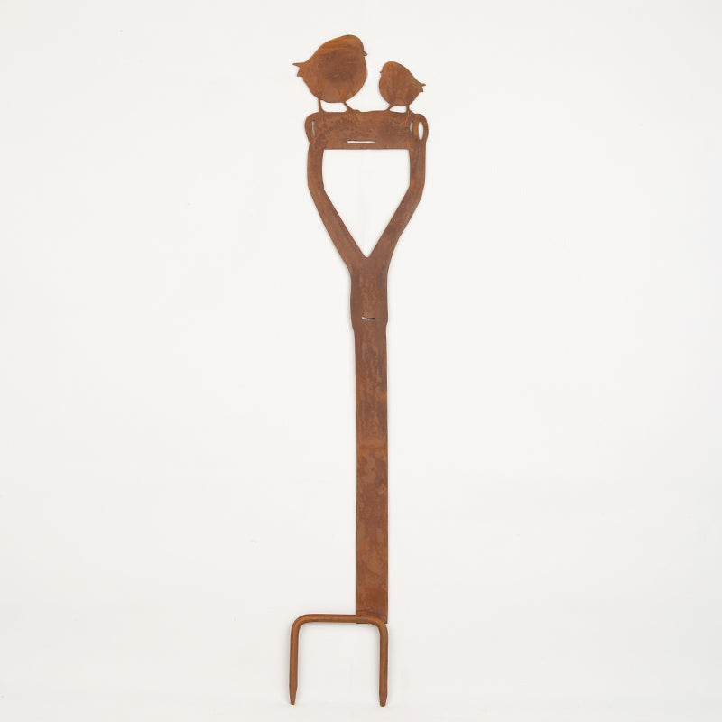 Robins Garden Ornament On a Spade Robin Garden Stake.