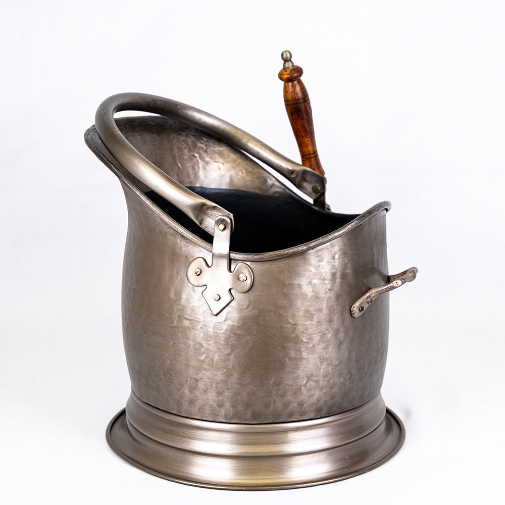 Premium Pewter Coal Bucket and Shovel.