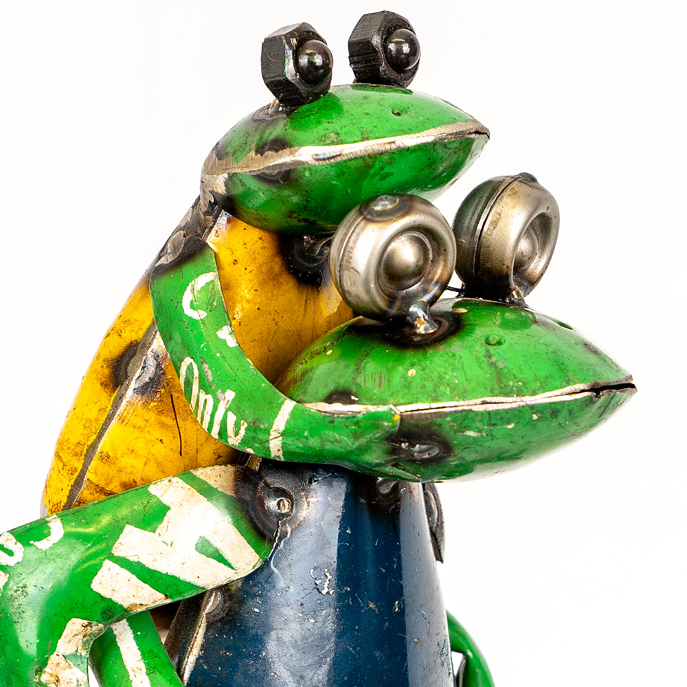 Recycled / Upcycled Tin Frog and Froglet Ornament.