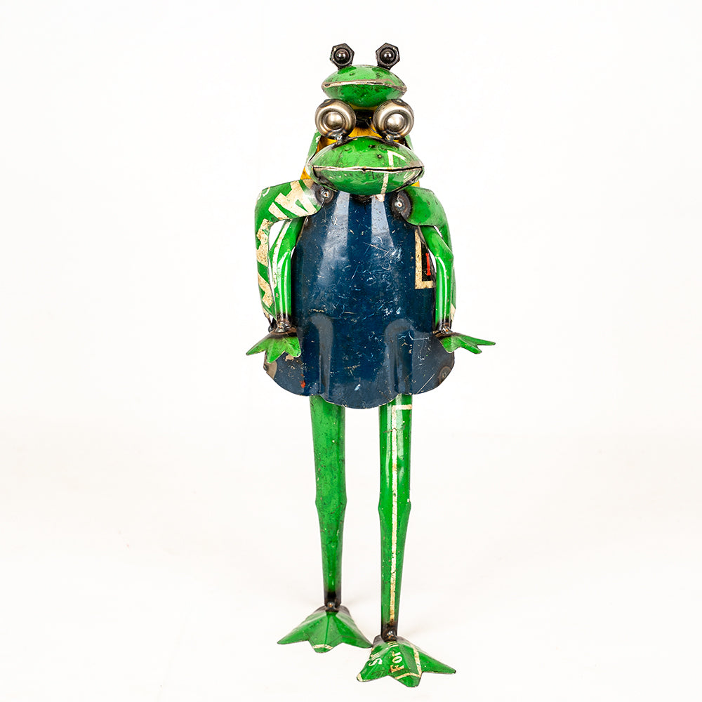 Recycled / Upcycled Tin Frog and Froglet Ornament.