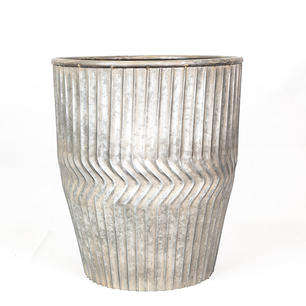 Tall Galvanised Chevron Dolly Planters.