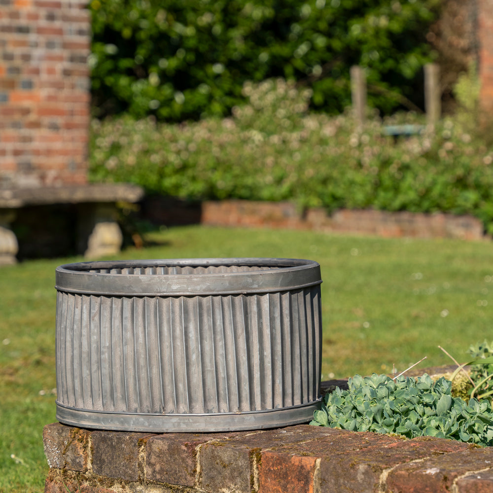 Galvanised Oval Garden Planter.