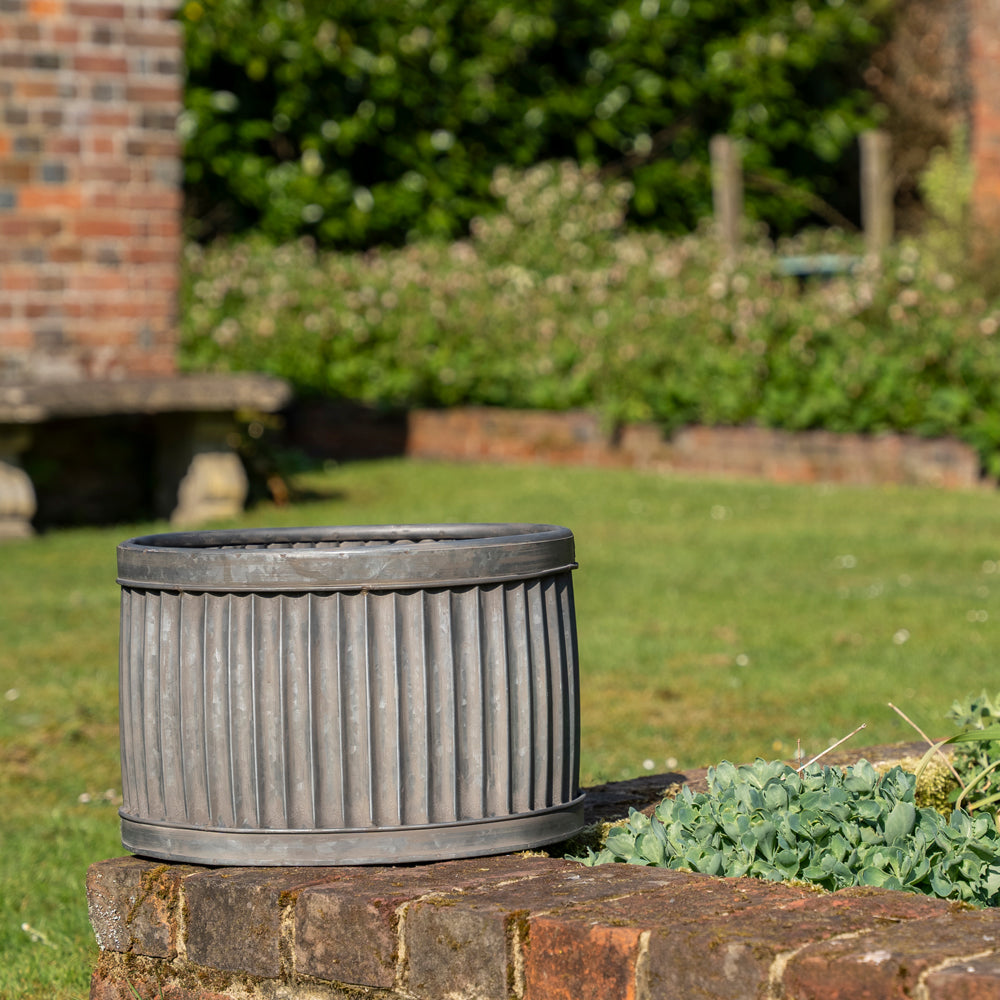 Galvanised Oval Garden Planter.