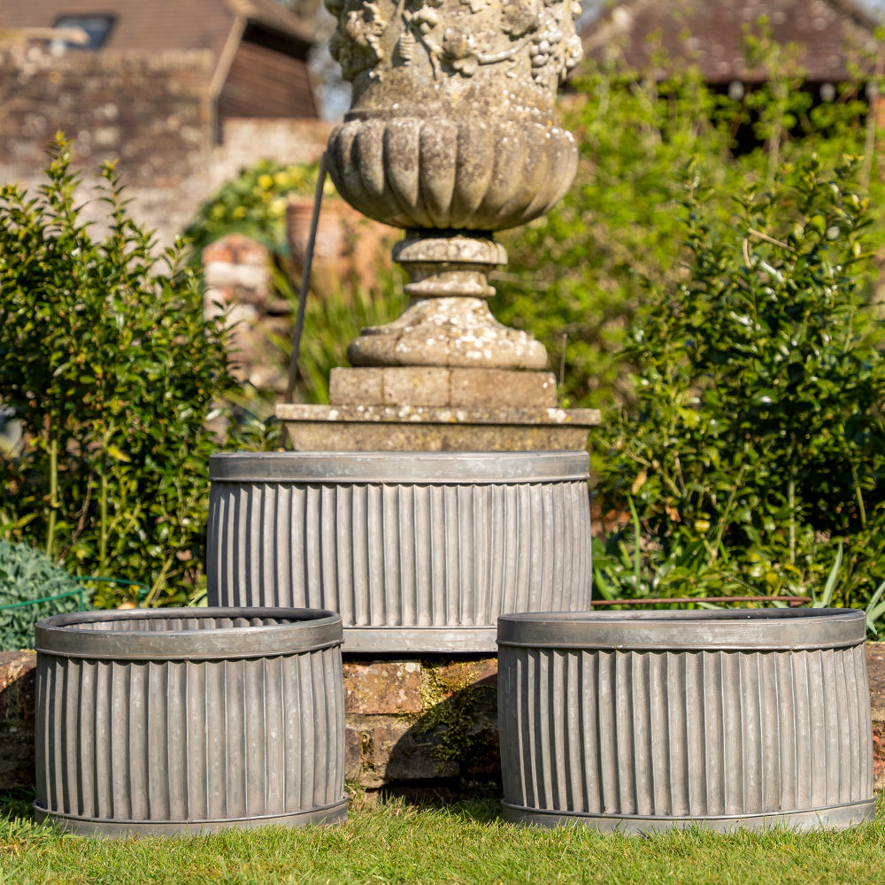 Galvanised Oval Garden Planter