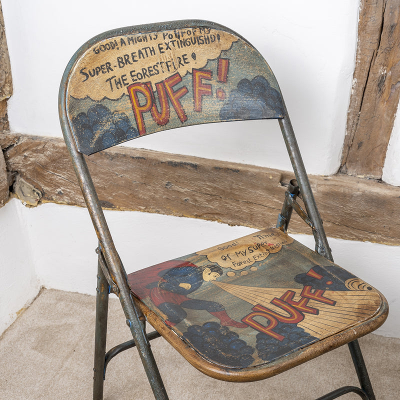 Vintage Folding Chair Hand Painted Industrial Style.