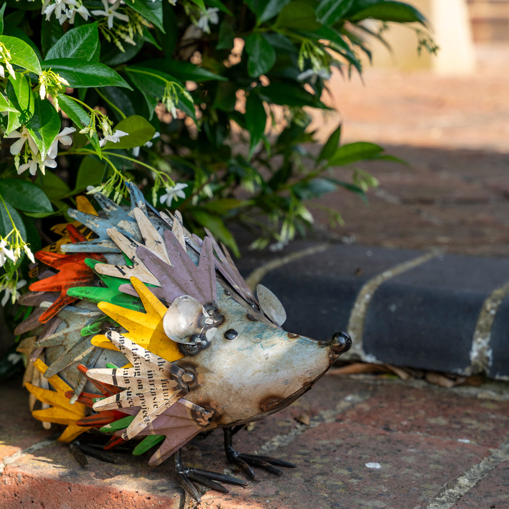 Recycled / Upcycled Tin Hedgehog Sculpture.