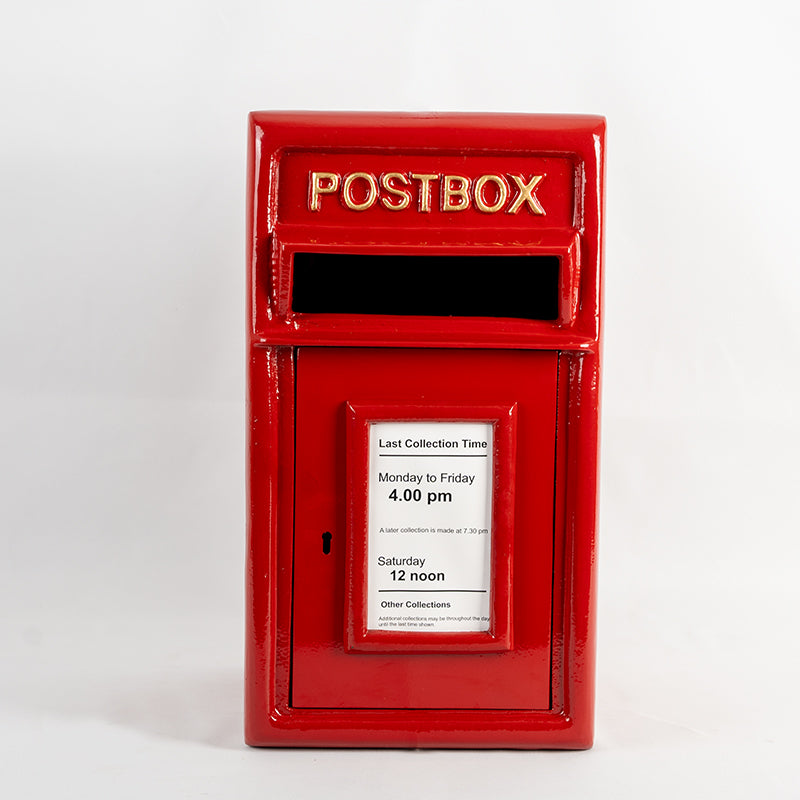 Traditional Cast Iron Red Post Box With Stand.