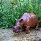 Solid Outdoor Cast Iron Rhino Statue.