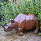 Solid Outdoor Cast Iron Rhino Statue.