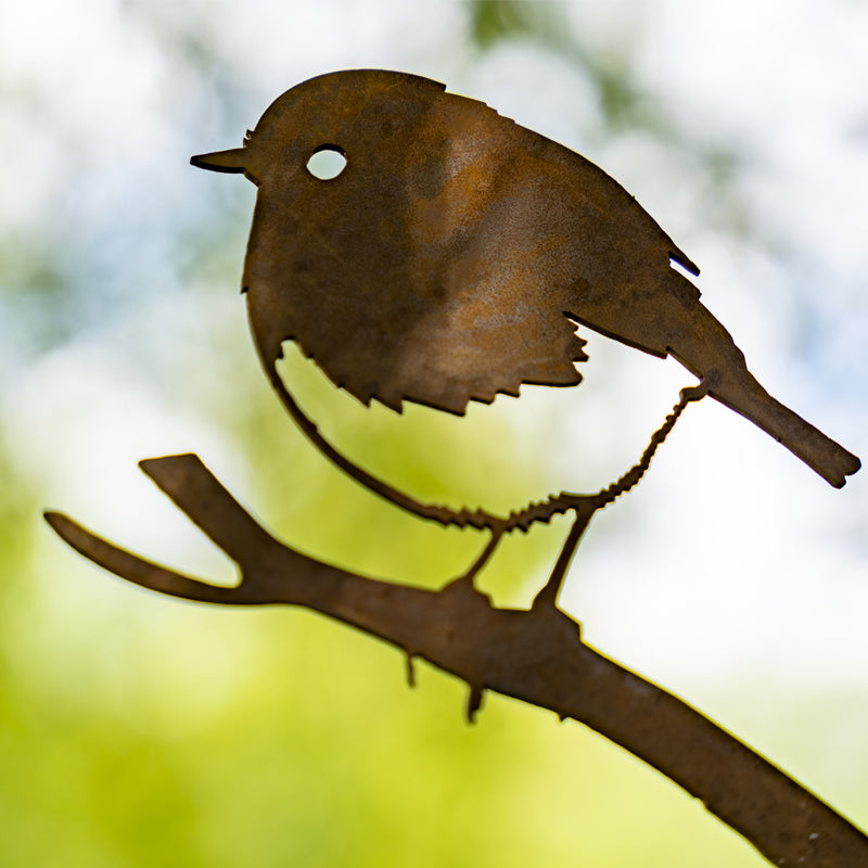 Robin Garden Ornament Laser Art On a Branch.