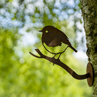 Robin Garden Ornament Laser Art On a Branch.