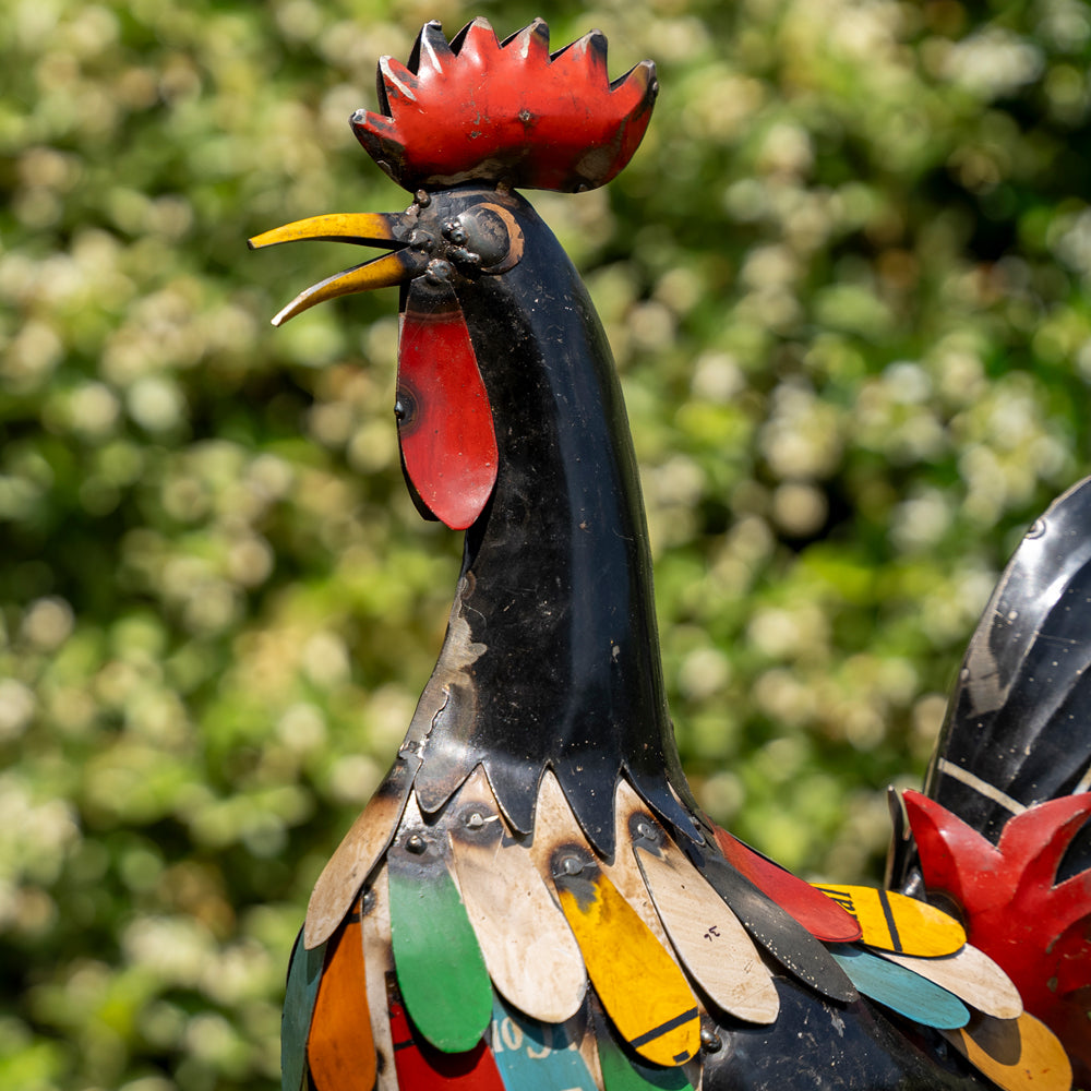 Recycled / Upcycled Tin Crowing Rooster Sculpture.