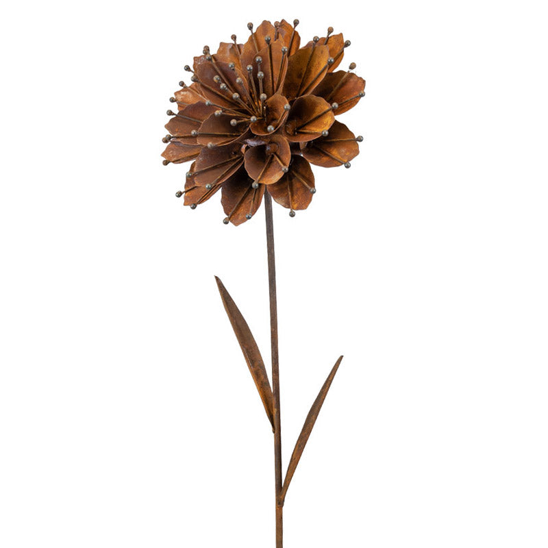 Rusted Metal Flowers Garden Stake Set of 4.