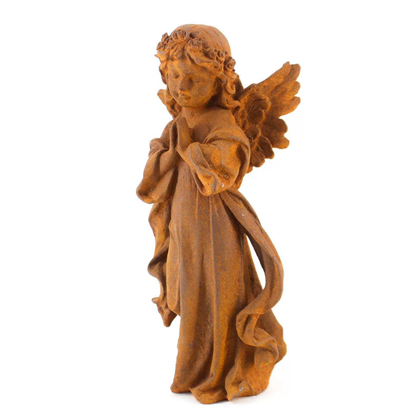 Cast Iron Praying Angel Statue.