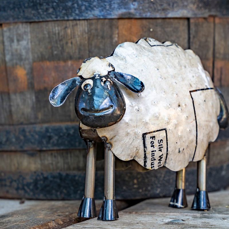 Handmade Tin Upcycled Sheep Garden Ornament.
