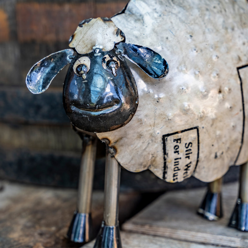 Handmade Tin Upcycled Sheep Garden Ornament.