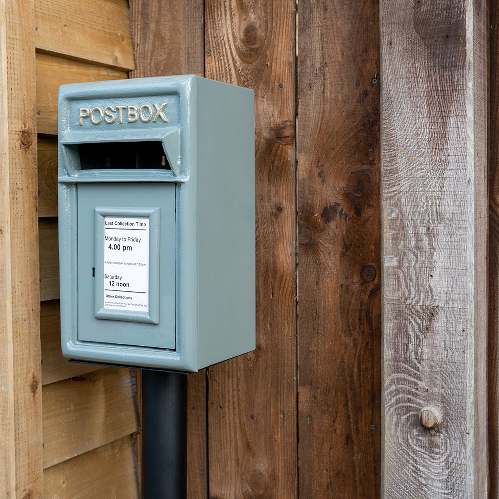 Free Standing French Grey Post Box With Stand.