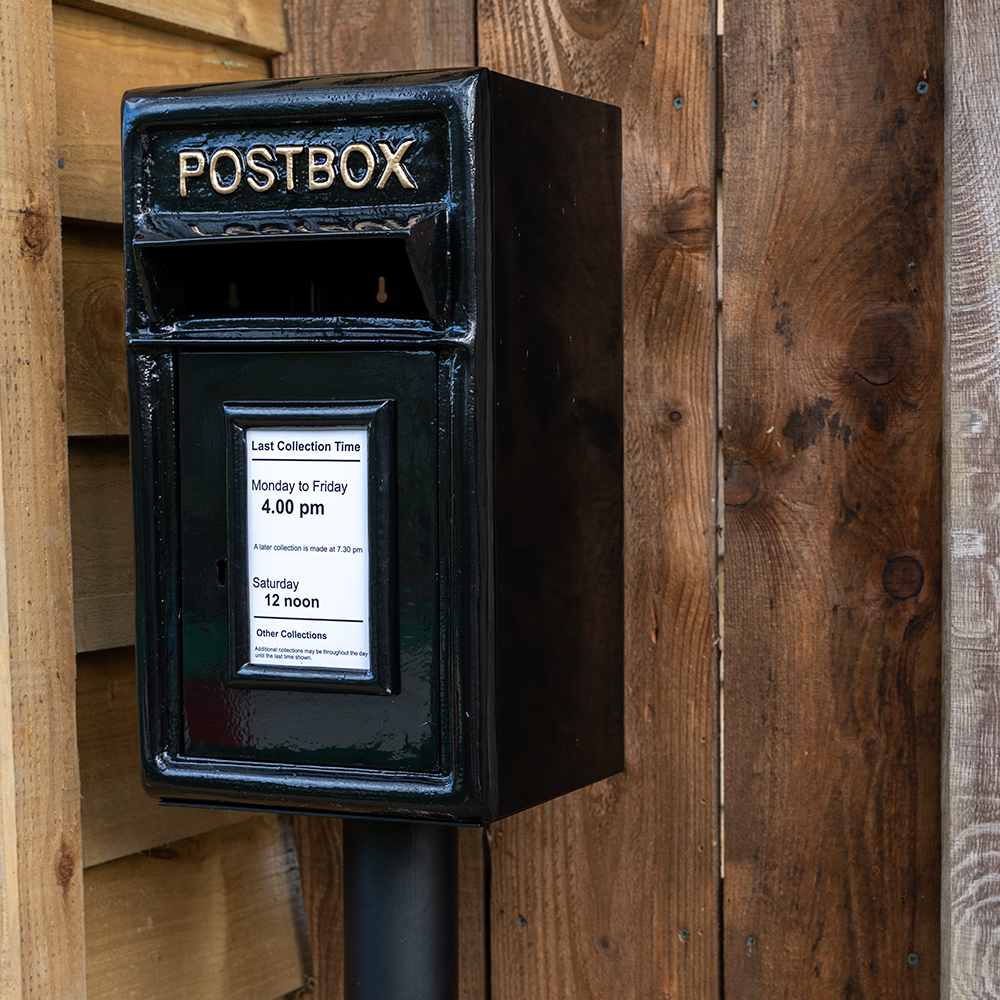 Cast Iron Floorstanding Black Post Box With Stand.