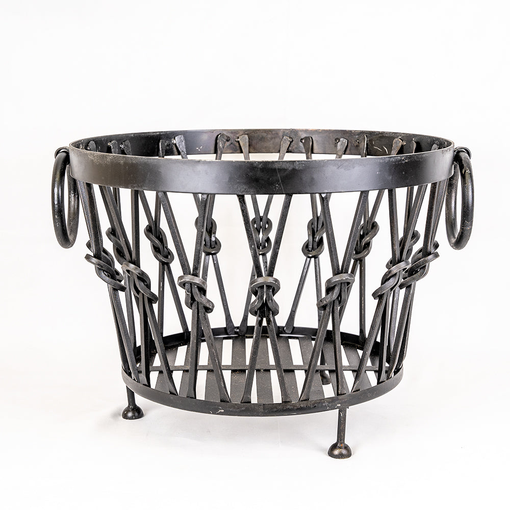 Small Blacksmith Knot Log Basket / Log Storage Holder.