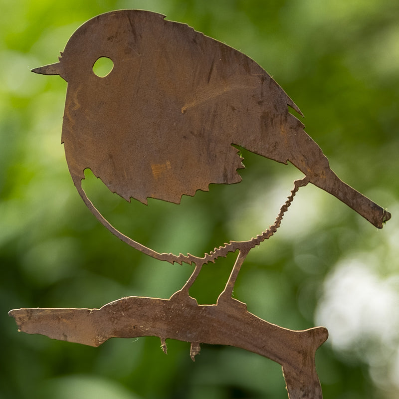 Small Robin Ornament Laser Art Robin On Stake.