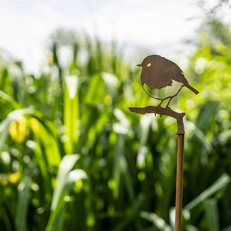 Small Robin Ornament Laser Art Robin On Stake.
