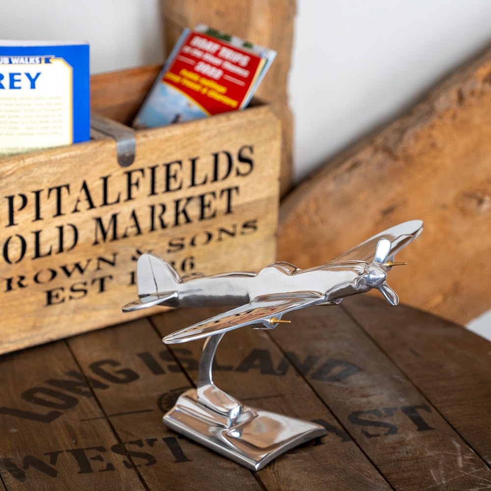 Polished Aluminium Spitfire Model | Small or Large Ornament.