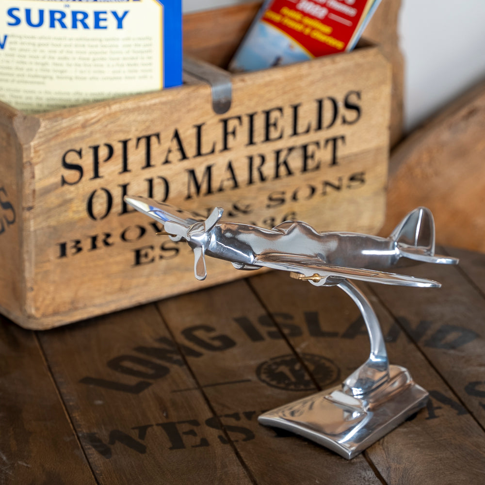 Polished Aluminium Spitfire Model | Small or Large Ornament.