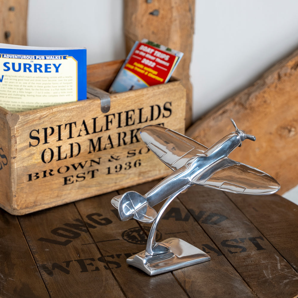 Polished Aluminium Spitfire Model | Small or Large Ornament.