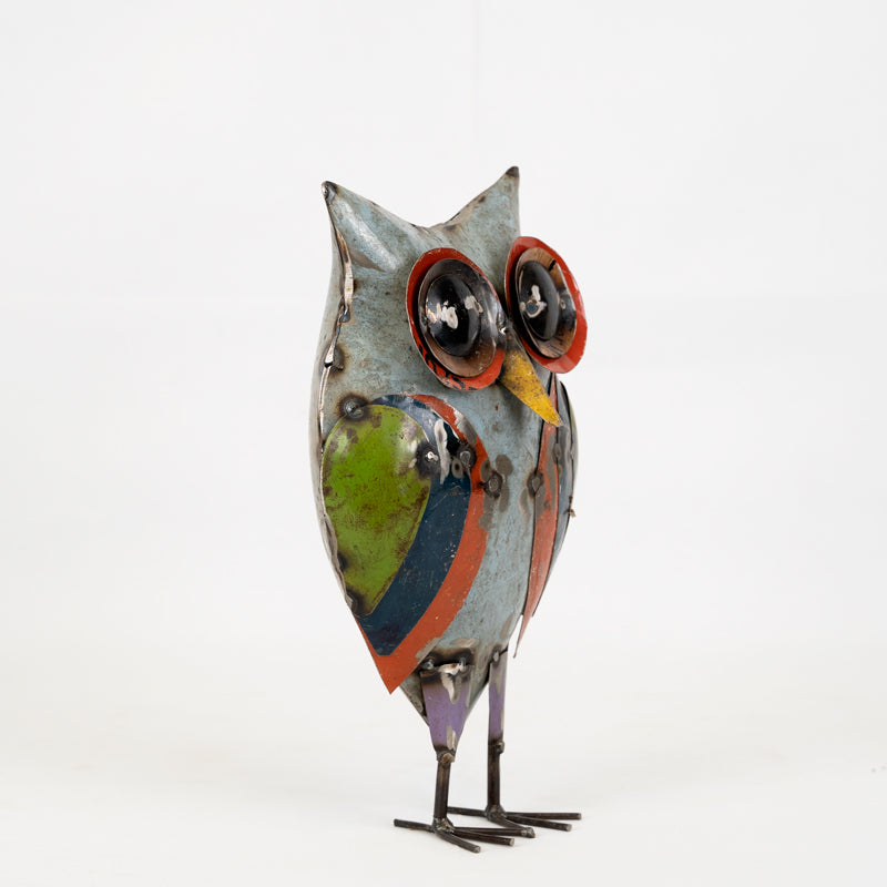 Handmade Tin Upcycled Small Owl Garden Ornament.