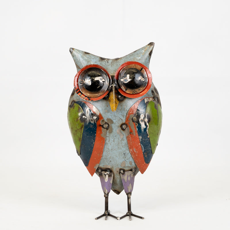 Handmade Tin Upcycled Small Owl Garden Ornament.
