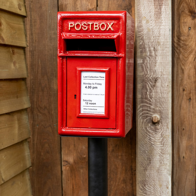 Traditional Cast Iron Red Post Box With Stand.