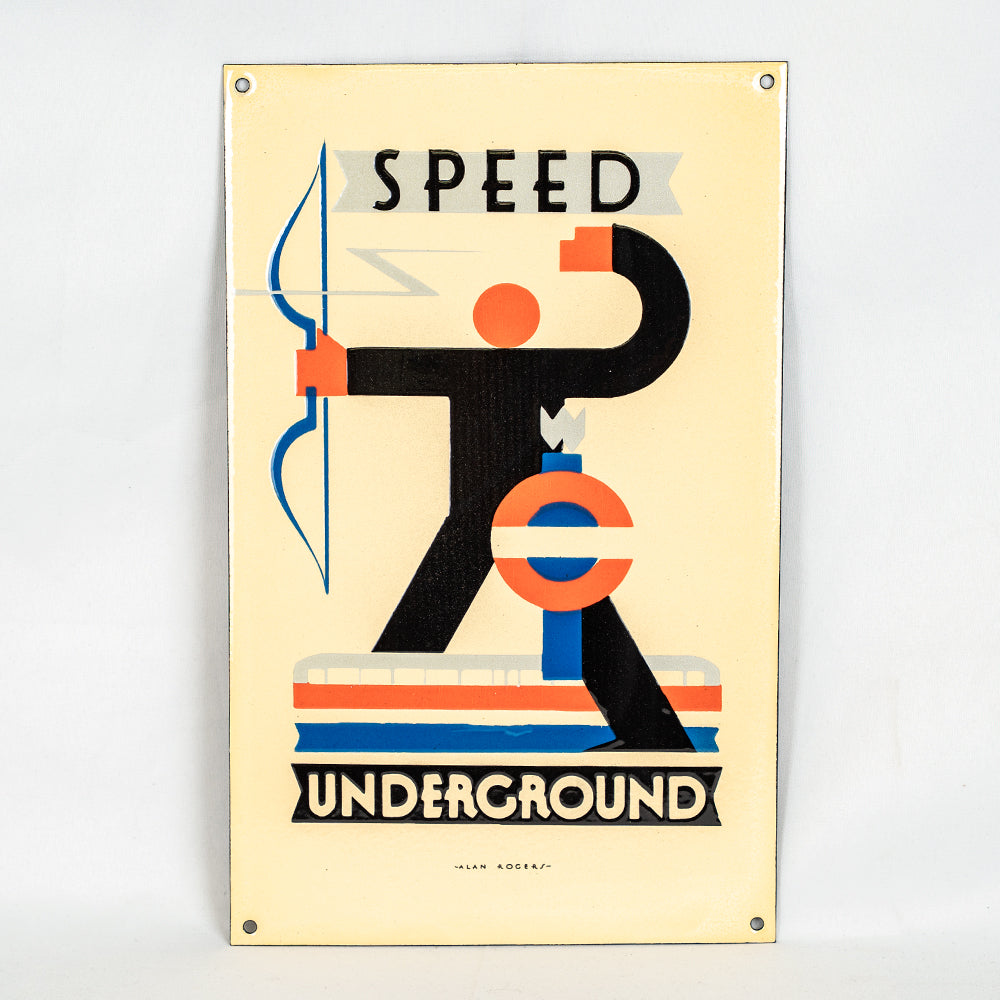 'Speed' Railways Vitreous Enamel Sign | Art Deco Style.