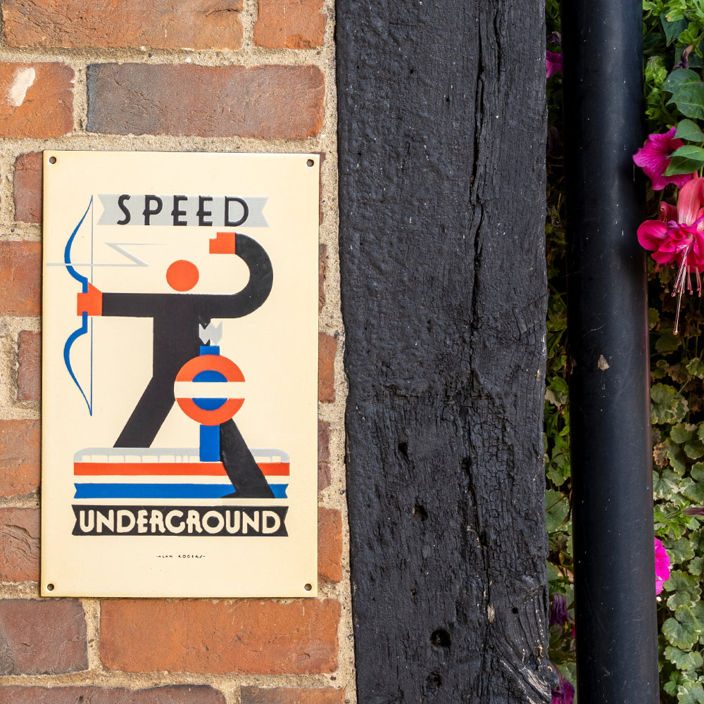 'Speed' Railways Vitreous Enamel Sign | Art Deco Style.