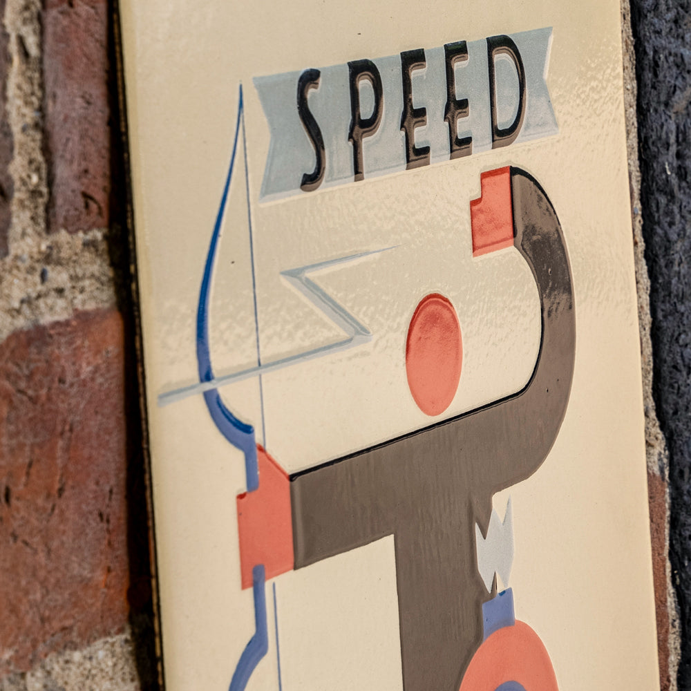 'Speed' Railways Vitreous Enamel Sign | Art Deco Style.