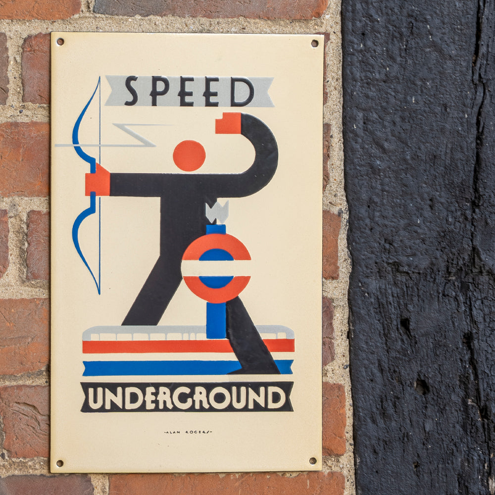 'Speed' Railways Vitreous Enamel Sign | Art Deco Style.