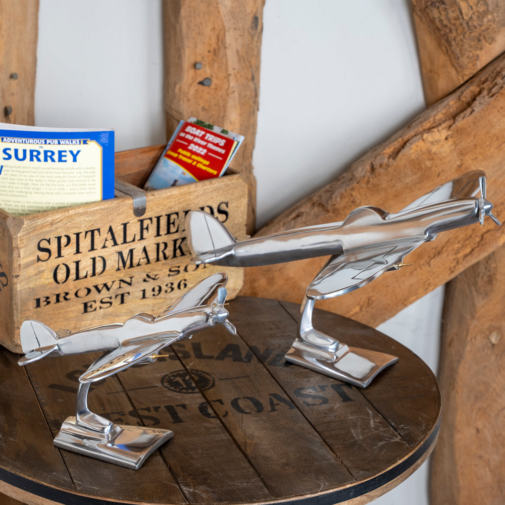 Polished Aluminium Spitfire Model | Small or Large Ornament.