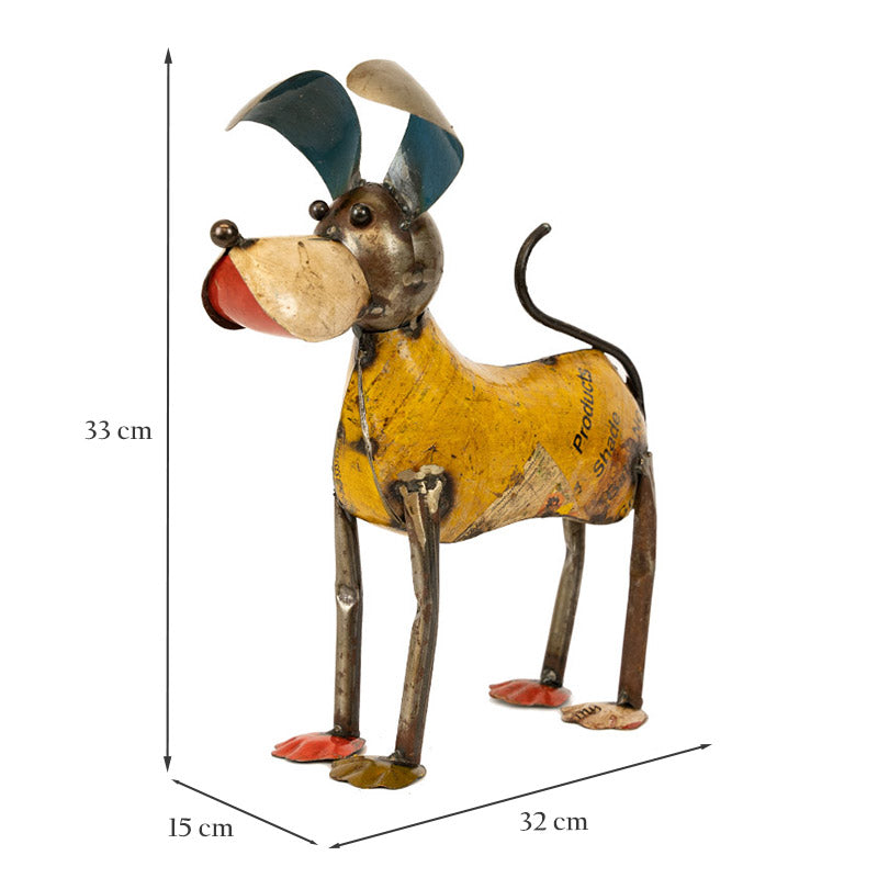 Standing Dog in Recycled Metal.