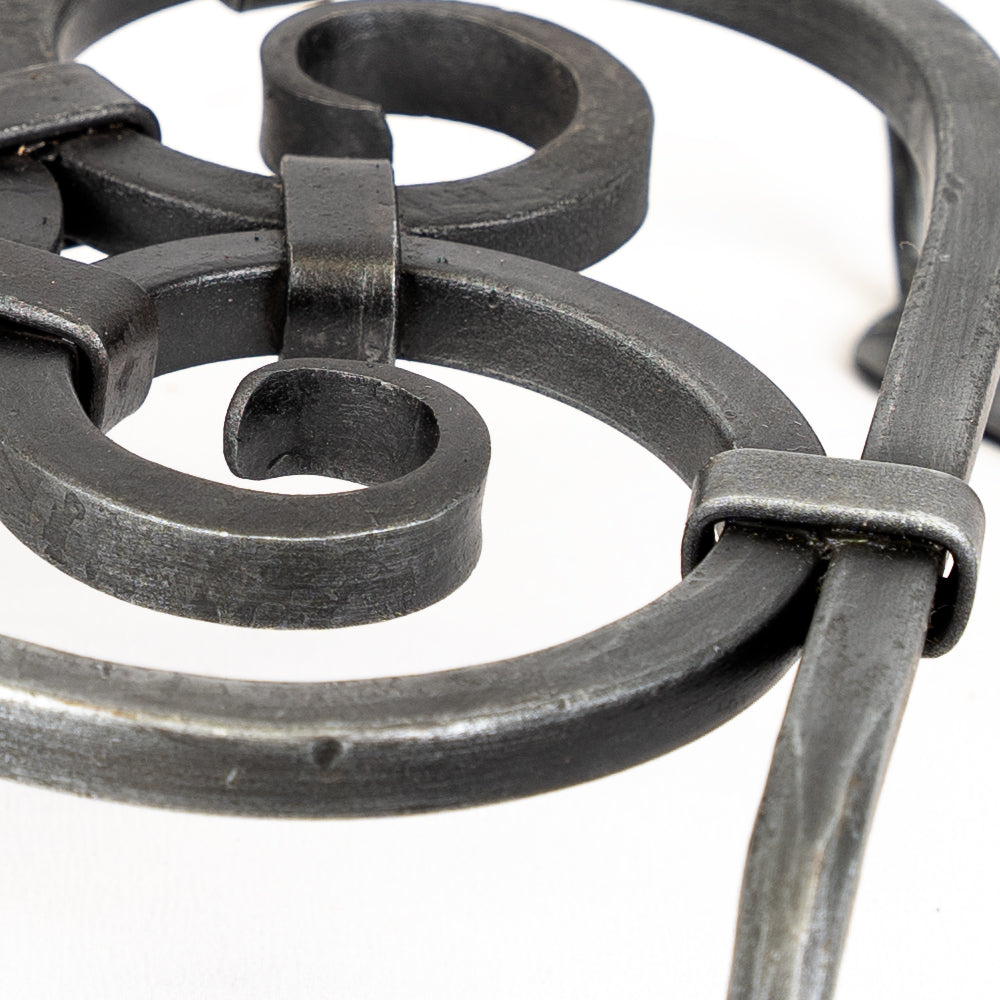 Hand Forged Triskelion Scroll Metal Kitchen Trivet.