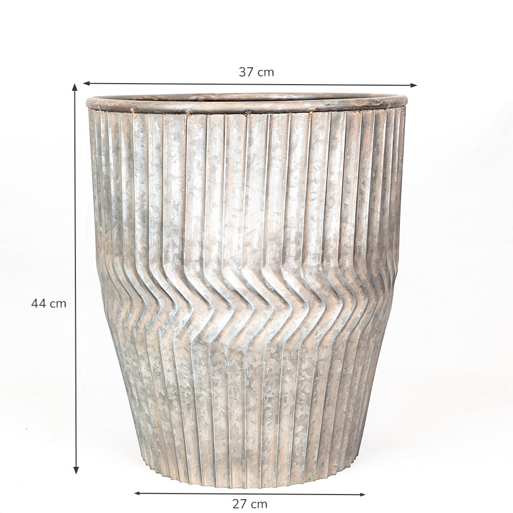 Tall Galvanised Chevron Dolly Planters.